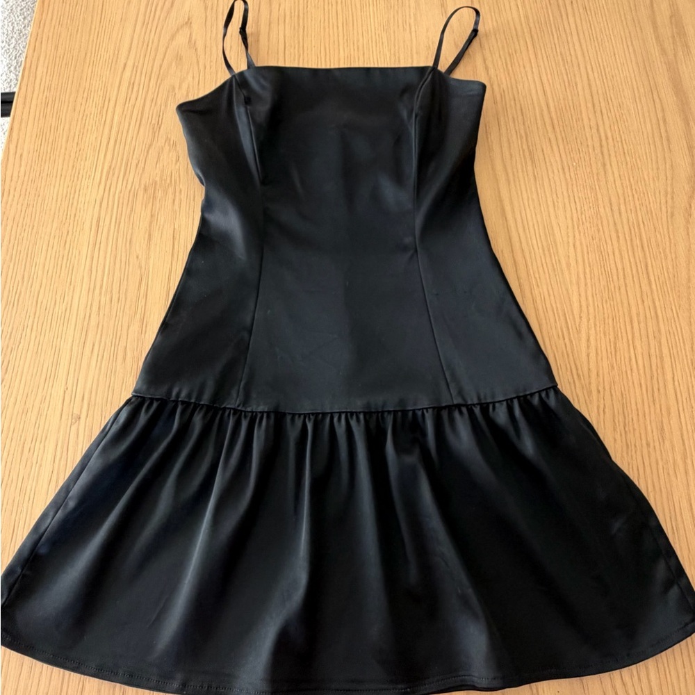 Sunday Best Black Mini Dress with Spaghetti Straps